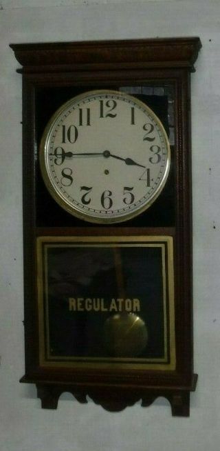 ANTIQUE SESSIONS U.  S.  A.  8 DAY STORE REGULATOR CLOCK,  KEY WINSTED CONN. 2