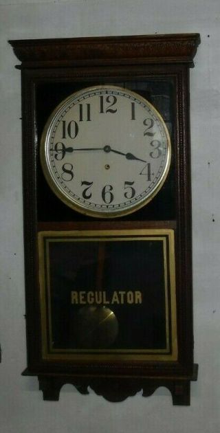 ANTIQUE SESSIONS U.  S.  A.  8 DAY STORE REGULATOR CLOCK,  KEY WINSTED CONN. 3