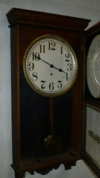 ANTIQUE SESSIONS U.  S.  A.  8 DAY STORE REGULATOR CLOCK,  KEY WINSTED CONN. 6