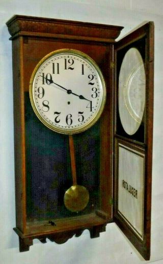 ANTIQUE SESSIONS U.  S.  A.  8 DAY STORE REGULATOR CLOCK,  KEY WINSTED CONN. 7