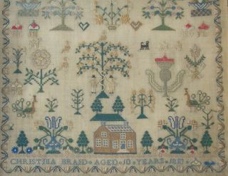 Fine Early 19th Century Adam & Eve Sampler Christina Braid 3