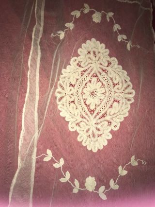 Antique Lace Netting Bedspread with Pillow Cover Battenburg Tape Lace Designs 11