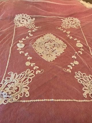 Antique Lace Netting Bedspread with Pillow Cover Battenburg Tape Lace Designs 2