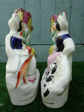 PAIR MID 19thC STAFFORDSHIRE FIGURES,  DOG,  CAT,  BEEHIVE SPILL VASE c1860s 6