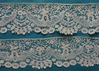 235 Cms Antique 19th Century Brussels Duchesse And Needle Lace Border