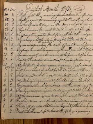 1837 Diary Abolitionist Quaker Philadelphia Lucretia Mott Meeting Debate Slavery 6