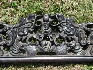 19thc CHINESE HARDWOOD DOUBLE - SIDED DRAGONS CARVING 5