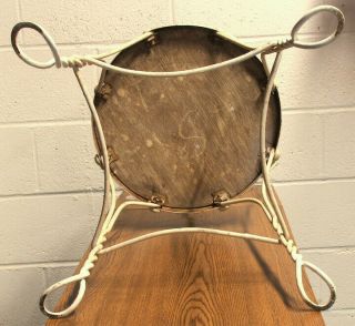 Ice cream parlor table and 2 chairs circa 1920 - twisted wrought iron - oak table 4