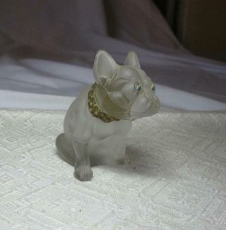 Antique Czech Frosted Glass French Bulldog Dog Figurine Art Deco 1920s Enamel 4