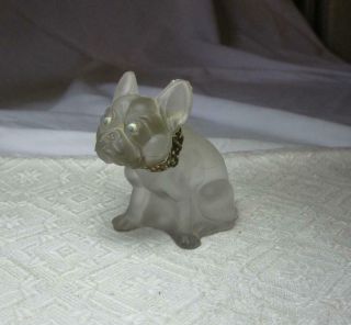 Antique Czech Frosted Glass French Bulldog Dog Figurine Art Deco 1920s Enamel 6