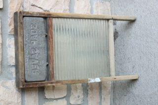 Vintage Washboard Soap Saver Glass Wood National Washboard Co. 5