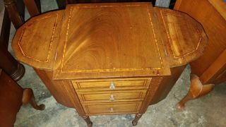 Antique Martha Washington Sewing Table - Mahogany w/ Inlay - 2