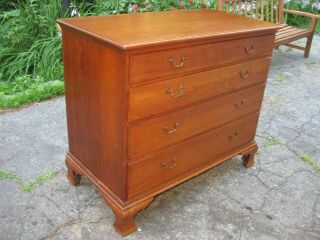 1800 Antique Queen Anne Period Rhode Island Maple Cherry 4 Drawer Chest Dresser