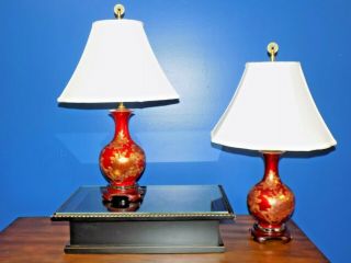 Exquisite Chinese/japanese Porcelain/cloisonne Vase Lamps 24 Inches Tall