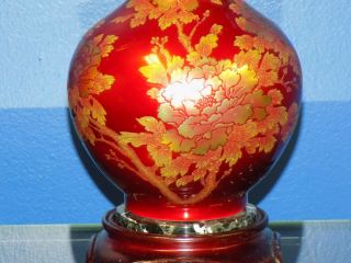 EXQUISITE CHINESE/JAPANESE PORCELAIN/CLOISONNE VASE LAMPS 24 INCHES TALL 4