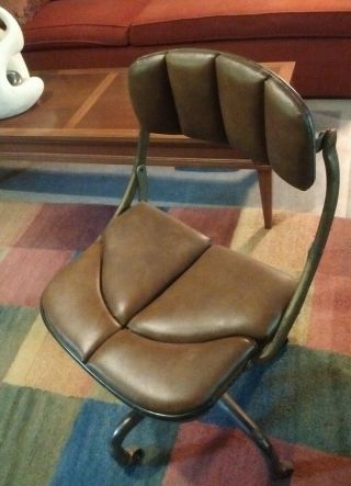 Domore Do More Industrial Swivel Chair Steampunk Brown Vinyl Mid Century Modern