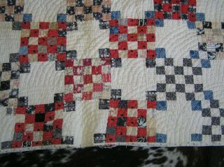 Vintage Quilt Appalachian Irish Chain variation Dress Fabrics Calicos 62 