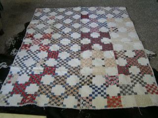 Vintage Quilt Appalachian Irish Chain variation Dress Fabrics Calicos 62 