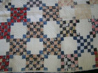 Vintage Quilt Appalachian Irish Chain variation Dress Fabrics Calicos 62 