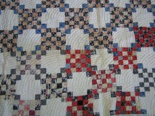 Vintage Quilt Appalachian Irish Chain variation Dress Fabrics Calicos 62 