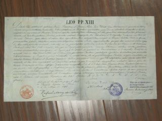 Rare Vatican Papal Brief (breve) Of Pope Leo Xiii On Parchment,  Dated 1897