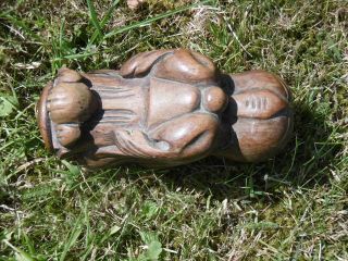 19thc GOTHIC OAK CARVED GARGOYLE WITH BALL IN MOUTH 11