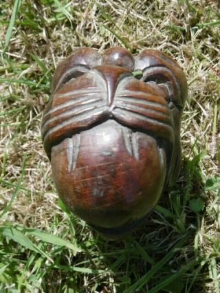 19thc GOTHIC OAK CARVED GARGOYLE WITH BALL IN MOUTH 12