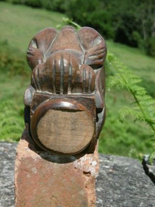 19thc GOTHIC OAK CARVED GARGOYLE WITH BALL IN MOUTH 6