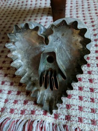 Aafa Early Rare Crimped Hand And Heart Folkart Tin Cookie Cutter Exceptional