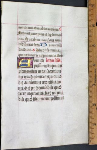 Medieval Illuminated Manuscript Lf,  Vellum,  Boh.  Deco.  Gold Heightened Init.  Ca.  1460