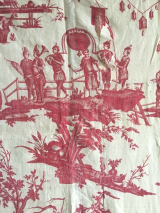 Rare 18th C.  French Scenic Cotton/ Chinoise Toile Fabric (2805) 2