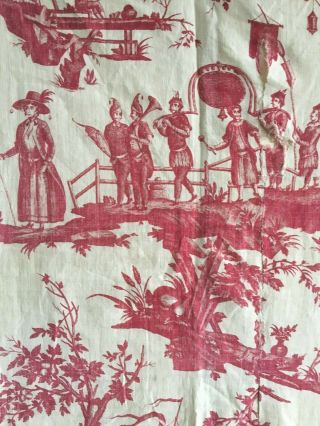Rare 18th C.  French Scenic Cotton/ Chinoise Toile Fabric (2805) 4