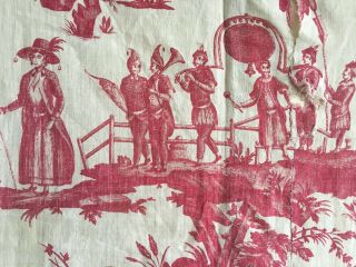 Rare 18th C.  French Scenic Cotton/ Chinoise Toile Fabric (2805) 5