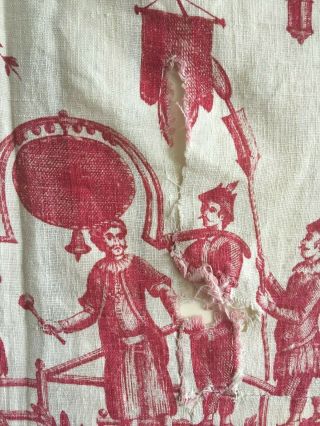 Rare 18th C.  French Scenic Cotton/ Chinoise Toile Fabric (2805) 6