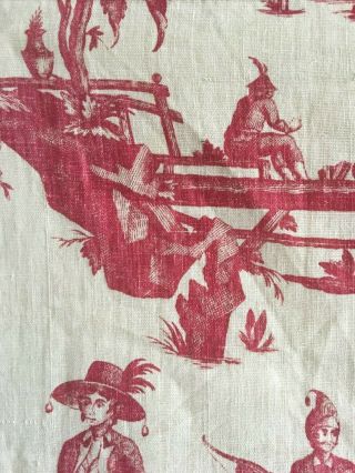 Rare 18th C.  French Scenic Cotton/ Chinoise Toile Fabric (2805) 7