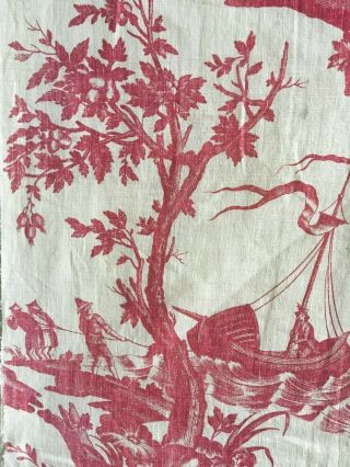 Rare 18th C.  French Scenic Cotton/ Chinoise Toile Fabric (2805) 9