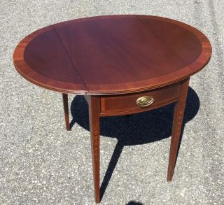 EXQUISITE ETHAN ALLEN SOLID INLAID MAHOGANY 18th C STYLE PEMBROKE TABLE 6