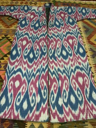 Uzbek Vintage Handmade Robe Dress chapan jacket coat Ikkat Chapan Cotton Best 3