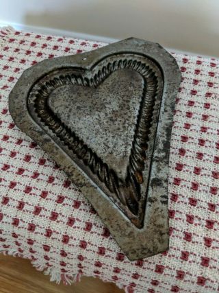 Aafa Large Primitive 71/2 " Tin Heart Cookie Cutter Mold Rare