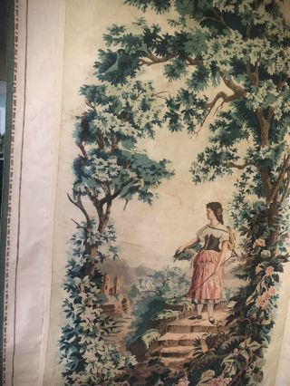 Large Antique French Handpainted Tapestry Master Country Cottage Shabby Chic 7