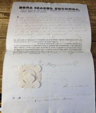 1863 Historical document by QUEEN ISABEL II SIGNED SPAIN Isabella Colonial 2