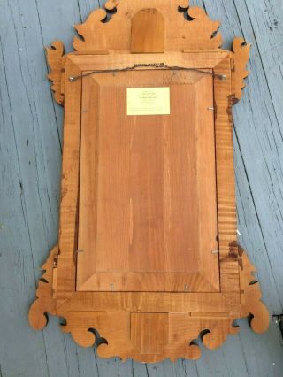 CHIPPENDALE TIGER MAPLE MIRROR SIGNED ELDRED WHEELER 3