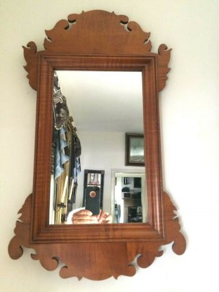CHIPPENDALE TIGER MAPLE MIRROR SIGNED ELDRED WHEELER 6