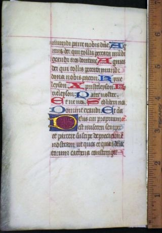 Medieval Illuminated Manuscript Lf,  Vellum,  Boh.  Initial In Gold,  C.  1460