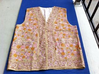 Antique Kashmir Paisley Shawl Victorian Edwardian Wool Waistcoat Cape Needlework