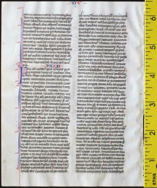 Early ca.  1250 Bible manuscript leaf in Latin on very fine vellum,  Numbers 5 - 7 2