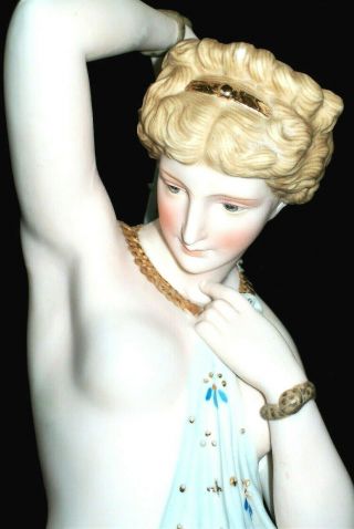 ANTIQUE GERMAN KPM LADY NUDE GODDESS BATHING BEAUTY BISQUE PORCELAIN FIGURINE 2