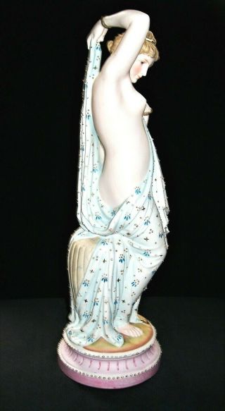 ANTIQUE GERMAN KPM LADY NUDE GODDESS BATHING BEAUTY BISQUE PORCELAIN FIGURINE 4