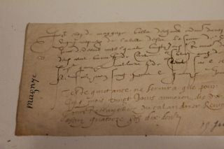1583 royal king Henry III servant Magnye signature and document letter very good 2