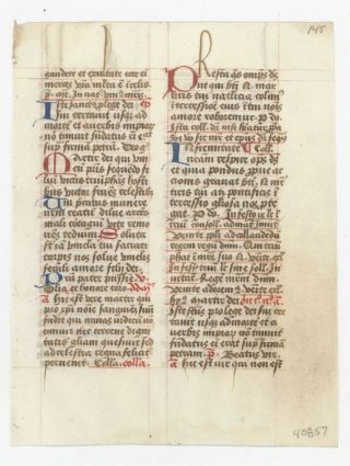 1450 Medieval Diurnal Leaf Manuscript Monastery Vellum Liturgy C/w 9 Xl Initials